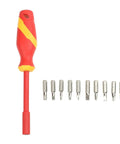 Professional 1000V VDE Insulated Screwdriver Set For Electricians And Techs With Magnetic Alloy Steel Bits And Torx Drivers For Safe High Voltage Jobs You Can Trust red handle with 10 bits