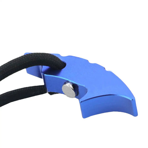 Close-up of blue aluminum Beefy Sprocket Jam Gear Tool For Engines And Transmissions with black cord, 4.9 inch