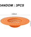 3 Pack Heavy Duty Sink Drain Strainers Real Game Changer For Keeping Showers And Bathtubs Fresh While Blocking Hair And Food Clogs, 3.93 inch orange strainer.