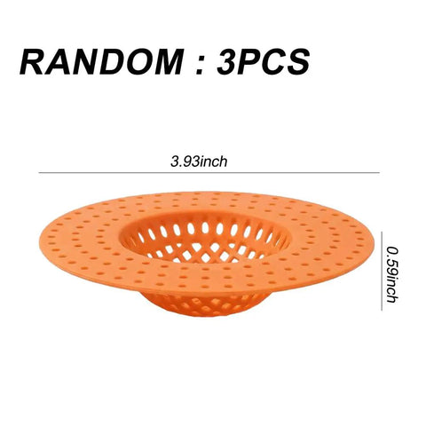 3 Pack Heavy Duty Sink Drain Strainers Real Game Changer For Keeping Showers And Bathtubs Fresh While Blocking Hair And Food Clogs, 3.93 inch orange strainer.