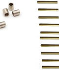 Premium Slimline Tubes And Bushings Set For Racers Includes Twenty Seven Millimeter Steel Shafts Nine Smooth Bearings showing steel shafts and bushings.
