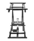 Built Like A Tank Electric Scissor Lift Table With Hella Sturdy Three Hundred Fifty Pound Capacity hydraulic frame from the front view.