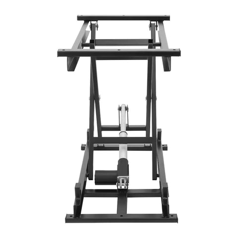 Built Like A Tank Electric Scissor Lift Table With Hella Sturdy Three Hundred Fifty Pound Capacity hydraulic frame from the front view.