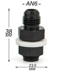 6AN To 6AN Male Flare Straight Fuel Line Bulkhead Fittings Aluminum Black, 38mm Height, 23.5mm Width, High Pressure Use