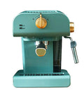 Electric Coffee Maker With Auto Milk Frother For Smooth Cappuccino Sips, compact design in teal stainless steel.
