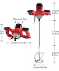 Beast Electric Handheld Cement Mixer 2100W Concrete Paint Drill With 6 Speed Control dimensions and ergonomic design