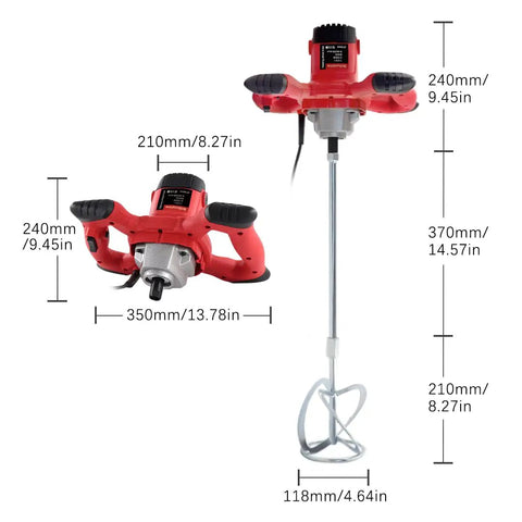 Beast Electric Handheld Cement Mixer 2100W Concrete Paint Drill With 6 Speed Control dimensions and ergonomic design