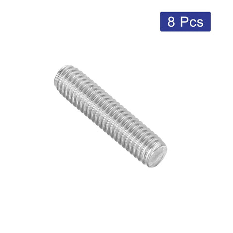 Eight 304 stainless steel M6 x 25mm fully threaded rods, right-hand thread, side view