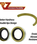 Four Pack Trailer Axle Hub Grease Seals 1.719 ID By 2.565 OD With 2.25 Cotter Pins For 3500 Lbs EZ Lube Spindles And 5 Lug Hubs Fits 171255TB 010-019-00 473336, showing double lips design and durability features.
