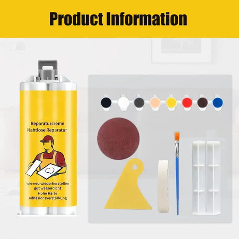 Tile Crack Repair Kit For Porcelain Marble Granite Ceramic Glaze Chips Holes DIY Repair Paste Stone Tile Repair Set with epoxy, pigments, and tools