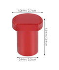 Red aluminum bench dog with size dimensions for Six Pack Aluminum Bench Dogs For Woodworking With Low Profile, Scratch Resistant Table Stops.