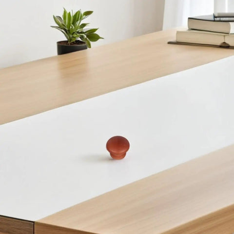 8 Pack Wood Dresser Knobs With Classic Brown Tone Provide Quick Cabinet And Drawer Handle Replacement To Instantly Liven Up Your Kitchen Or Bedroom With Effortless Setup And Timeless Vintage Vibes on a white surface.