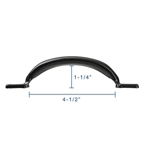 Front view of six and a half inch black pulls two pack for barn doors garage doors screen doors fences and cabinet, shown with measurements.