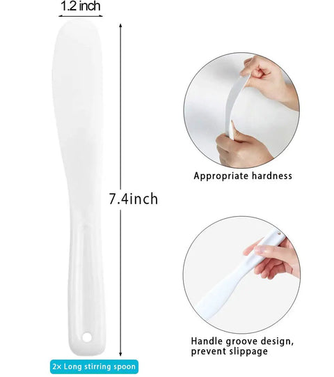Dope Silicone Stir Sticks Kit 16Pcs For Resin Epoxy Crafting includes long stirring spoon with dimensions and detail views