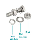 50 Pcs M6 X 20mm Stainless Steel Hex Bolts With Nuts And Washers 304 Grade Heavy Duty Fastener Kit For DIY Projects Home Repairs Marine Use Rust Resistant, showing bolts, nut, flat washer, and lock washer.