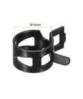 Close-up of a 14mm spring band hose clamp from the 20 Piece Fuel Line Clamps Set For Automotive Hoses, in black steel.