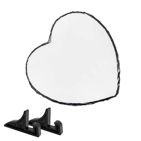 Heart Shaped Sublimation Slate Blank 7.9x7.9 Inch Rock Slate With Display Holder For Heat Press Printing, Ideal For Custom Photos