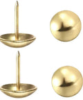 Hella Sturdy Gold Upholstery Tacks 100 Pack Set For Furniture Nailhead Decorative Trim, showing brass tacks with rounded heads.
