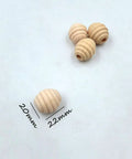 Unfinished Natural Wood Honeycomb Beads Set Dope 30 Pieces Each 22mm By 20mm DIY Jewelry Spacers showing dimensions