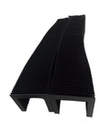 Pro Grade Corrugated Protection Bellows Cover For Guide Rails And Ball Screws, 100x15mm internal, black material, angled view