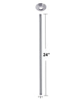 Side view of a 1/2-Inch IPS Ceiling Shower Arm, 24-Inch Long, With Flange, Polished Chrome Finish, Lead-Free Brass, Threaded On Both Ends