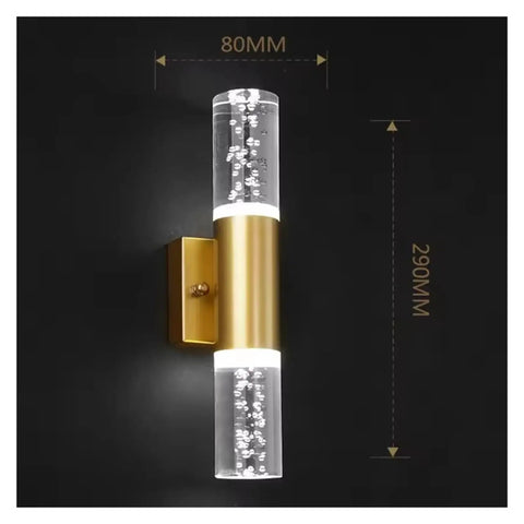 UHRLGHS Modern Bubble Crystal LED Wall Lamps Bathroom Dresser Living Room Bedroom d/Silver Wall Sconces Indoor Decor Lighting Lustres,Gold-Warm White, gold wall sconce with bubble crystal design, dimensions 80mm x 290mm.
