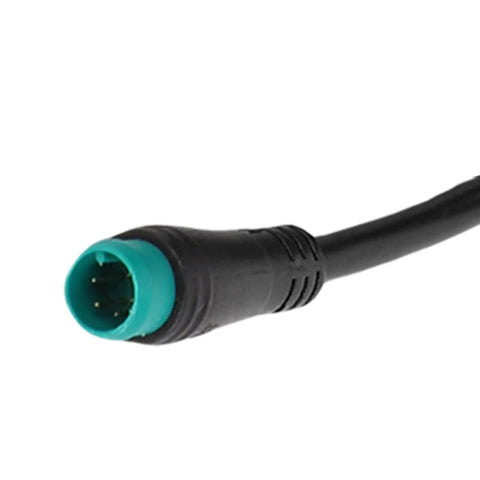 KT LCD8H Electric Bike Display Panel With USB Port And 5 Pin Connector close-up of the green 5-pin connector tip.