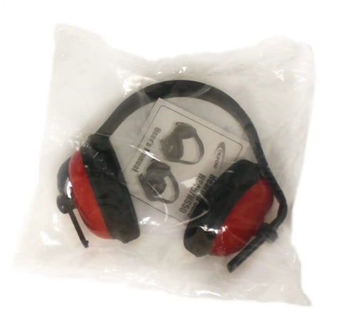 Tough As Nails Hearing Protection Earmuffs With Adjustable Headband And Rugged Polypropylene Headstrap ABS Earcups In Bright Red And Gray