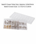 Metal Watch Crown Tube Stem Set 10 Pcs For ETA 2824 2836 Movements Pro Watch Repair Kit in clear storage case