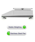 Side view of High Precision Lab Gram Counting Scale 1000g X 0.01g With RS232 Port showing stability features and stainless steel pan.