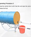 Heavy Duty Mobile Drum Cradle With Swivel Casters And An Iron Grade Rolling Barrel Dolly used with a blue fifty five gallon drum.
