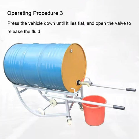 Heavy Duty Mobile Drum Cradle With Swivel Casters And An Iron Grade Rolling Barrel Dolly used with a blue fifty five gallon drum.