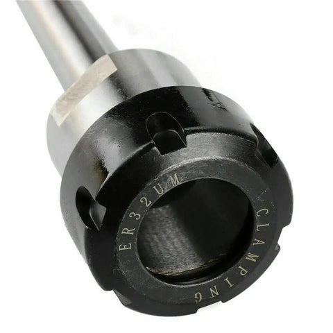 Close-up of a shiny metal ER32 collet from the 11 Piece ER32 Collet Set With MT2 Shank For Milling Machines Pro Grade Precision 0.0005 Tolerance.