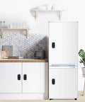 6 Pack Self Stick Cabinet Handles And Drawer Pulls With Adhesive, Drill Free Installation, on white fridge and kitchen cabinets