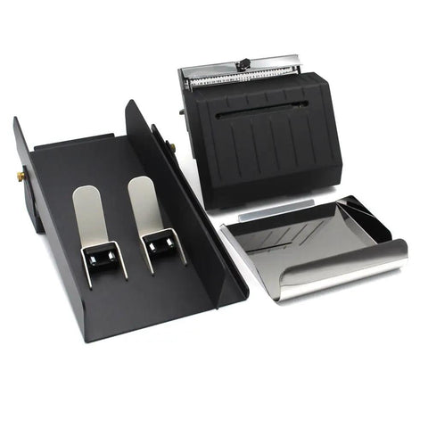 Premium Real Deal Upgrade Cutter Assembly With Heavy Duty Paper Tray For Zebra ZT610 Thermal Label Printer parts view including black plastic and metal components.