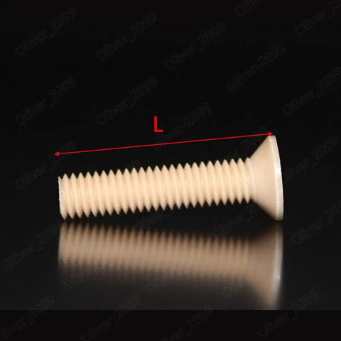 Top Shelf PEEK Plastic Phillips Countersunk Flat Head Screws M1.2 Through M8 side view showing thread and low profile head.