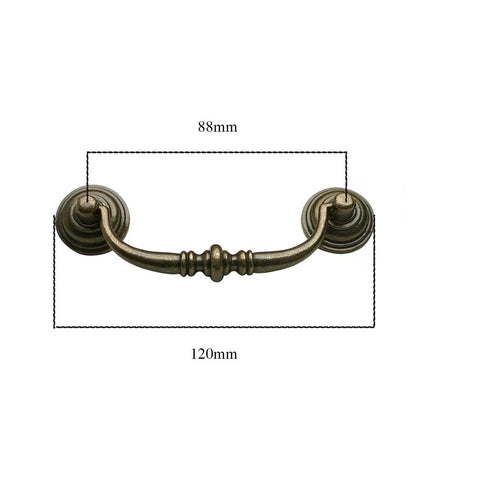 8 Pack Antique Bronze Drop Bail Drawer Pulls 3.5 Inch Center Hole Vintage Dresser Handles With Screws Zinc Alloy Durable