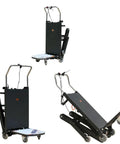 Heavy Duty Electric Stair Climber Trolley With Removable 48V Battery And Brushless Motor For Tough Jobs hauling Heavy Gear Up Or Down The Stairs Like A Pro, black design with multiple views.