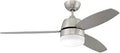 52-Inch LED Ceiling Fan With Wall Control, Brushed Nickel Finish And Silver Maple Blades, Dimmable 12W LED Light At 3000K, 900 Lumens