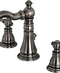 All American Style Widespread Bathroom Faucet In Black Stainless With Brass Pop Up 8 To 16 Inch Spread Solid Brass Build