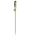 57 Inch Bamboo Tiki Torch Set For Outdoor Patios And Backyards, Natural Woven Torch With Fiberglass Wick And Metal Fuel Canister