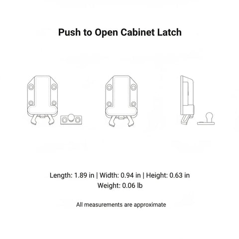 Diagram of Push To Open Cabinet Touch Latch Spring Rebounder For No Touch Handleless Kitchen And Wardrobe Doors White PP Plastic Compact