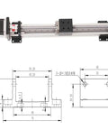 Rock-Solid Motion CNC Linear Guide Stage Rail And Ball Screw Slide Table With Nema 23 Motor Module, aluminum 350mm travel, with diagram