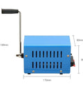 Side view of blue Outdoor Emergency Power Generator With Hand Crank USB Charging 20W Portable Power Station for camping.