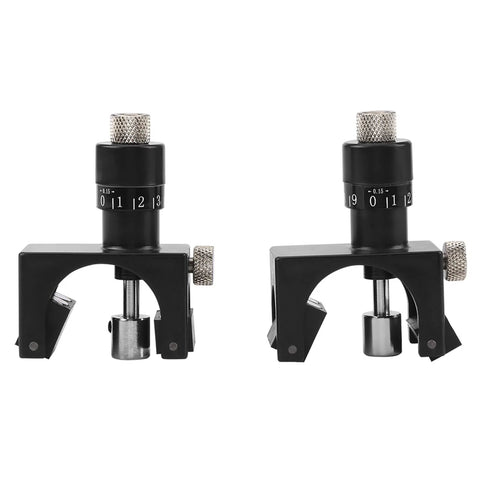 Front view of Magnetic Planer Blade Adjuster Jig For Precise Micro Adjustable Blade Alignment with black body and metal knobs.