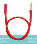 4.0mm Banana Gold Bullet Connector Extension Cables Set For RC Brushless Motors And ESCs, 14AWG, silicone wire, 30CM, red