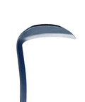 Close-up of the sharp edge of a Left Handed Garden Weeder Tool With Sharp Edge Sickle Hoe For Precision Weeding And Grass Cutting In Tight Spaces Ergonomic Lefty Tool For Quick Clean Garden Maintenance.