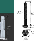 Detailed view of anchor and screw dimensions from Heavy Duty TV Mount Hardware Kit With 6 M8x65mm Lag Bolts, Anchors, Washers, And Bubble Level