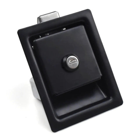 Visible Push To Close Latch For Cabinets, Pull To Open, Same Plane Lock Panel, Model 64 10 302 90, 1 Piece, black finish