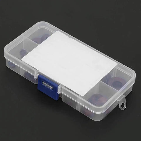 8 Types Belleville Compression Spring Disc Washer For Heavy Duty Load With Variable Stiffness Disk Spring And Compact Shock Absorber Design For Clutches Safety Valves And Precision Machinery in clear plastic box